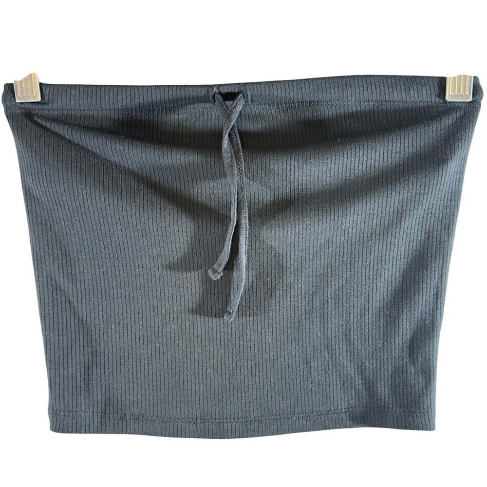 538 | NWT Aerie OFFLINE Women XS Ribbed Drawstring Bandeau Tube Top Black